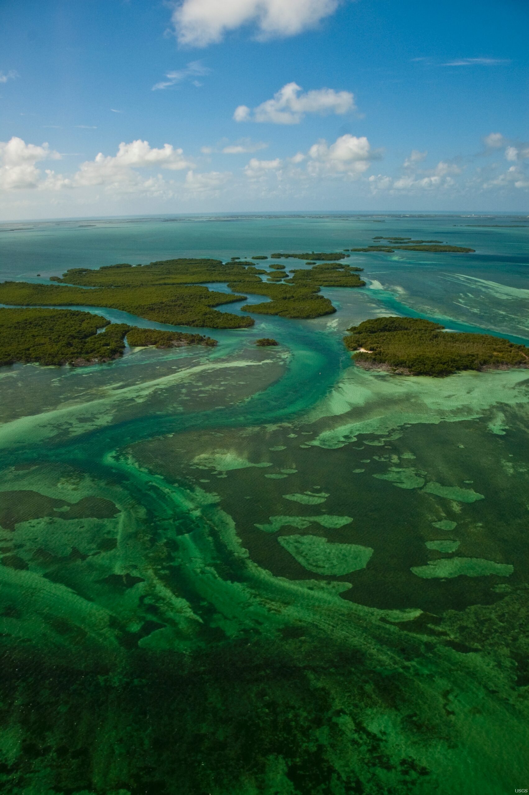 Mangrove islands surrounded by turquoise water in Key West National Wildlife Refuge
